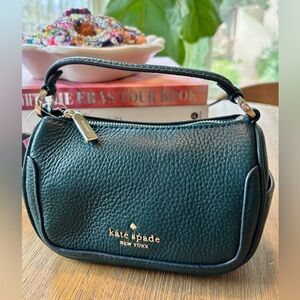 NEW Kate Spade dark green pebbled leather micro mini crossbody bag